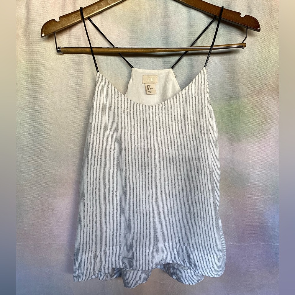 H&M Flowy Striped Faux Leather Strap Cami